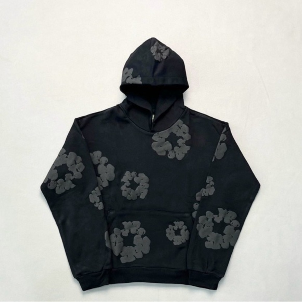 Men's Black and Gray Patterned Hoodie